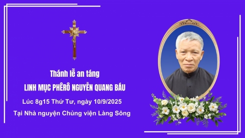 Trực tuyến thánh lễ an táng Linh mục Phêrô Nguyễn Quang Báu tại Nhà nguyện Chủng viện Làng Sông Qui Nhơn
